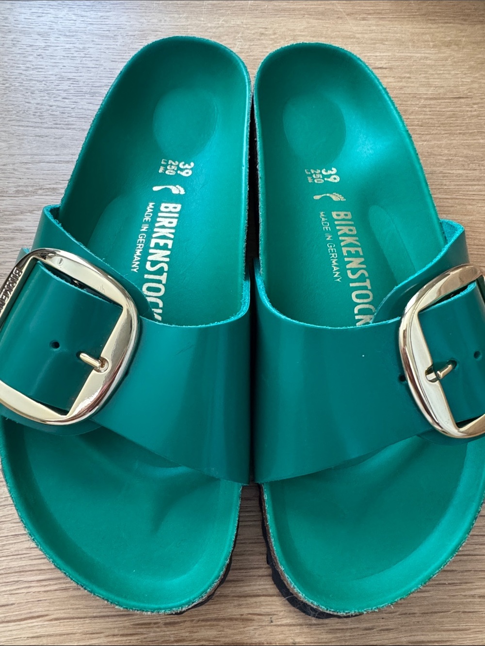 NEW Birkenstock Madrid Big Buckle Natural Leather Patent Sandals Size 39 - Picture 5 of 9